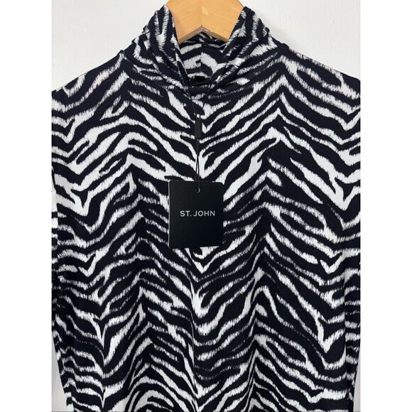 St. John lightweight turtleneck black white zebra print size small new - Picture 8 of 10
